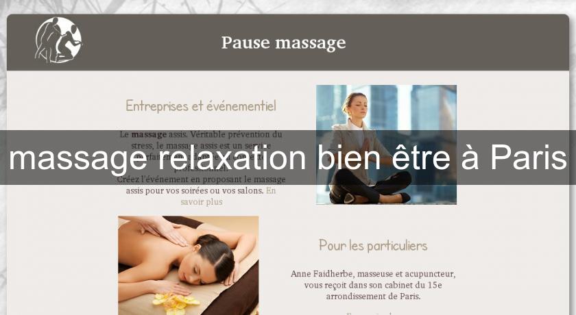 massage relaxation bien être à Paris