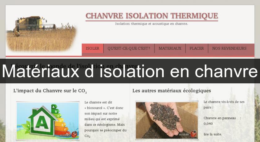 Matériaux d'isolation en chanvre Matériaux d'isolation en chanvre