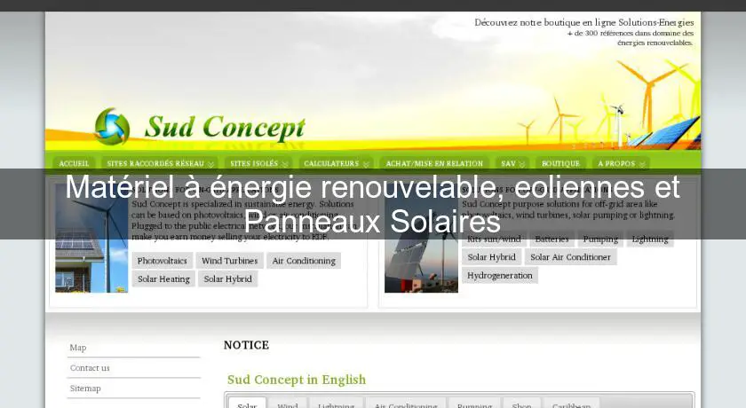 Matériel à énergie renouvelable, eoliennes et Panneaux Solaires