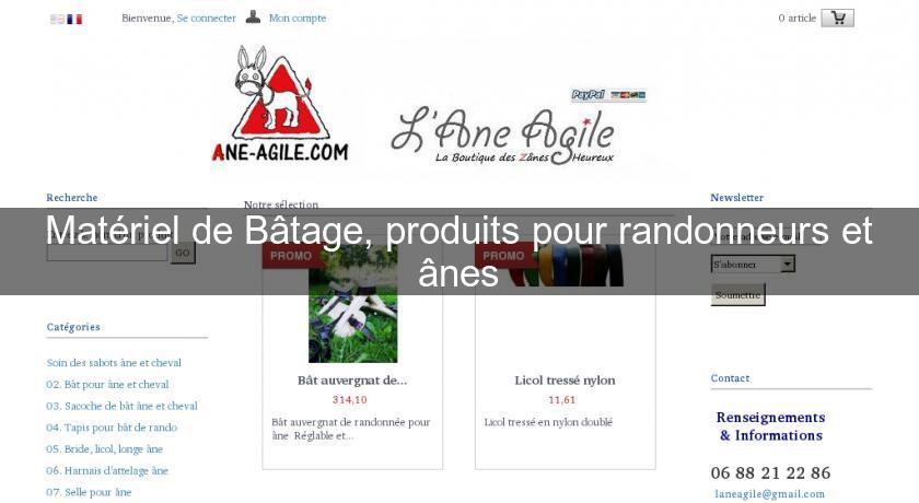 Matériel de Bâtage, produits pour randonneurs et ânes