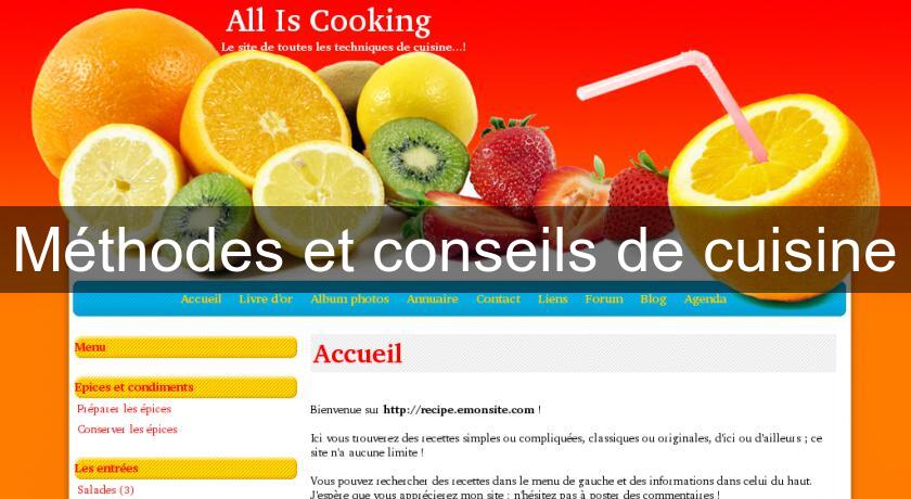Méthodes et conseils de cuisine Méthodes et conseils de cuisine