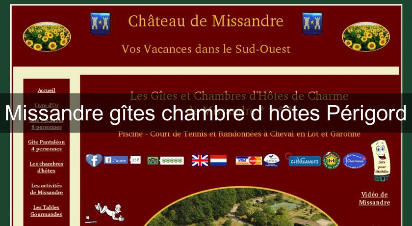 Missandre gîtes chambre d'hôtes Périgord