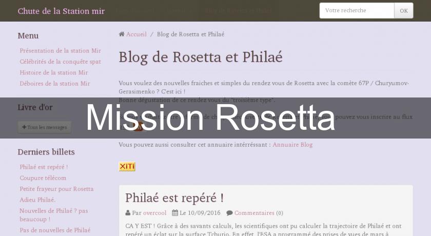 Mission Rosetta Mission Rosetta