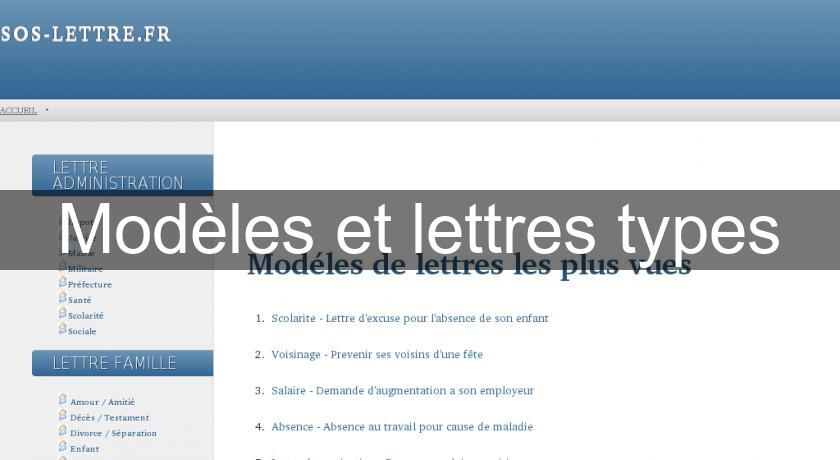 Modèles et lettres types Modèles et lettres types