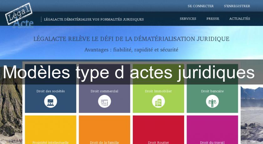 Modèles type d'actes juridiques Modèles type d'actes juridiques