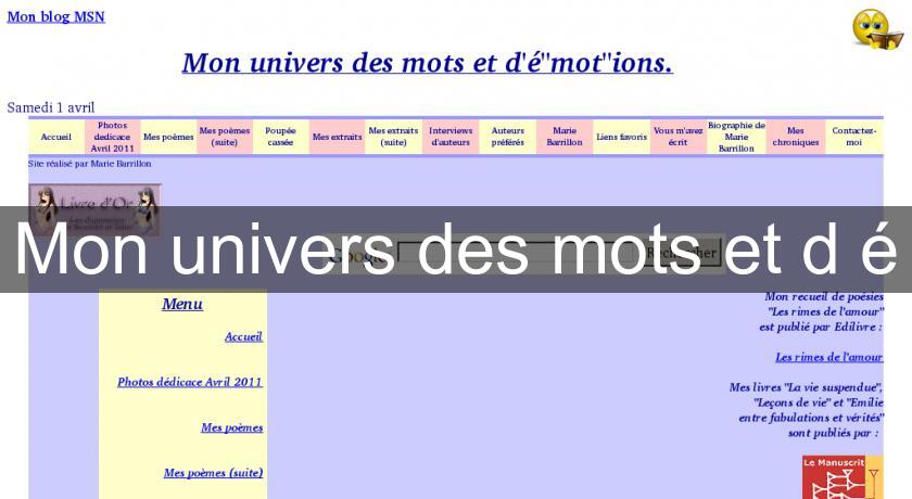 Mon univers des mots et d'é Mon univers des mots et d'é