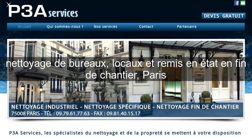 nettoyage de bureaux, locaux et remis en état en fin de chantier, Paris