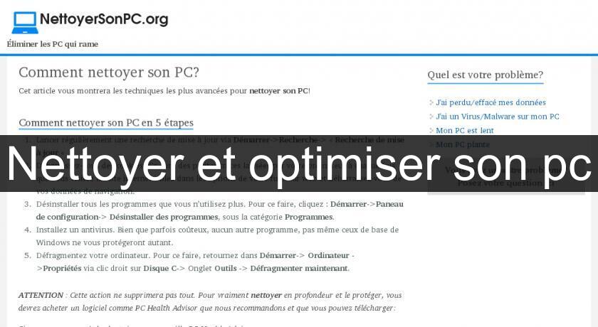 Nettoyer et optimiser son pc