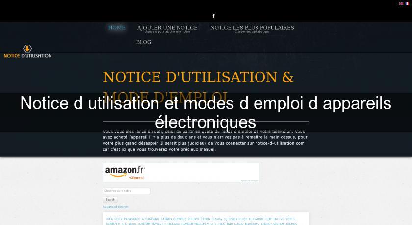 Notice d'utilisation et modes d'emploi d'appareils électroniques