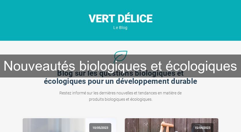 Nouveautés biologiques et écologiques Nouveautés biologiques et écologiques