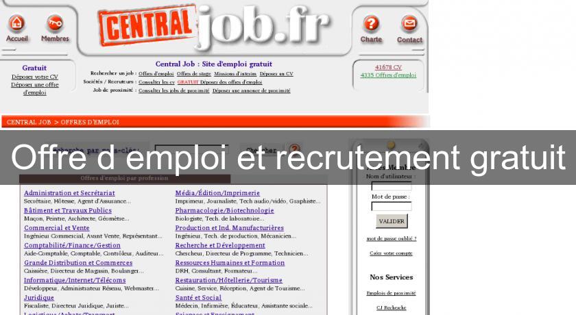 Offre d'emploi et recrutement gratuit Offre d'emploi et recrutement gratuit