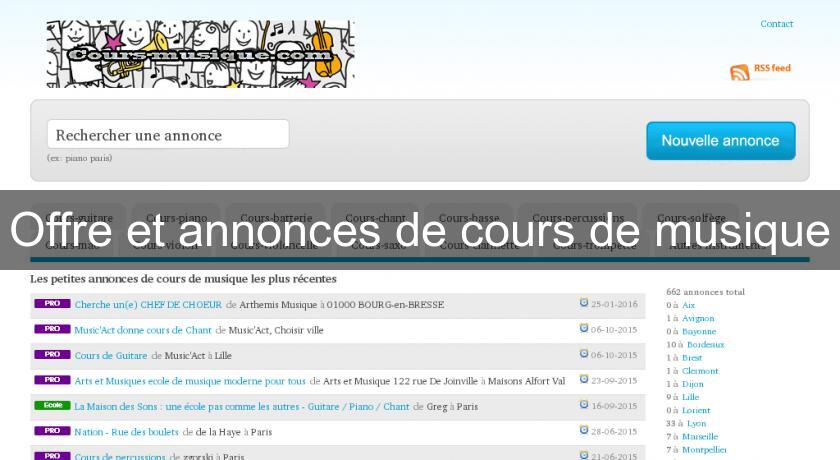 Offre et annonces de cours de musique Offre et annonces de cours de musique
