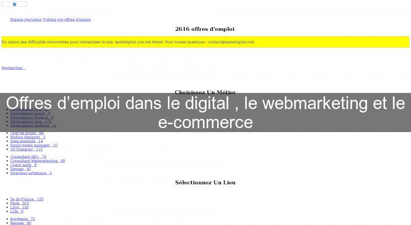 Offres d’emploi dans le digital , le webmarketing et le e-commerce