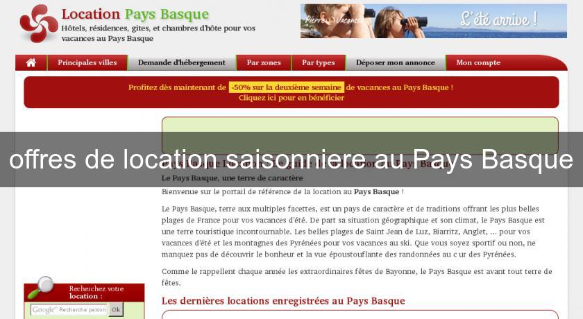 offres de location saisonniere au Pays Basque