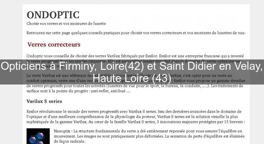 Opticiens à Firminy, Loire(42) et Saint Didier en Velay, Haute Loire (43)