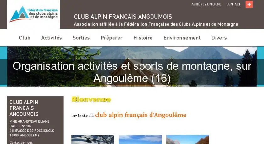 Organisation activités et sports de montagne, sur Angoulême (16)
