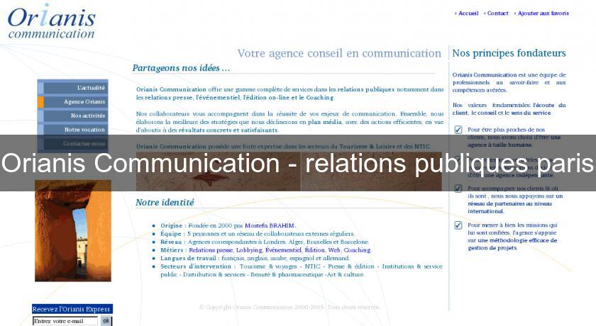 Orianis Communication - relations publiques paris Orianis Communication - relations publiques paris