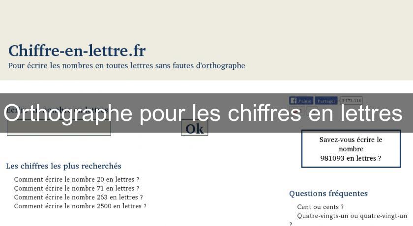 Orthographe pour les chiffres en lettres 