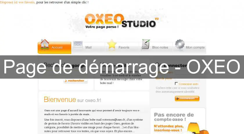 Page de démarrage - OXEO
