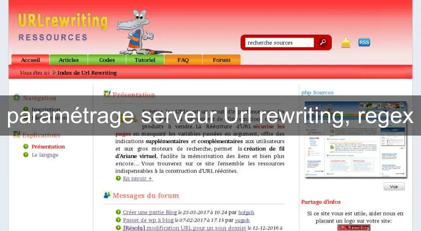 paramétrage serveur Url rewriting, regex