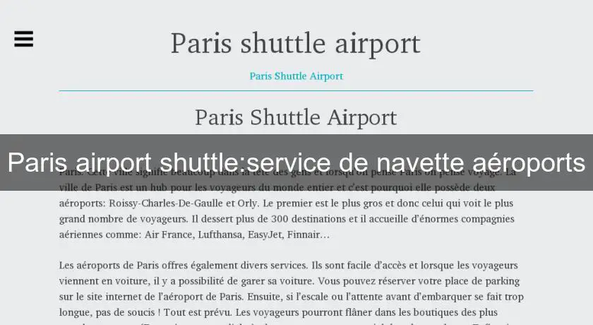 Paris airport shuttle:service de navette aéroports