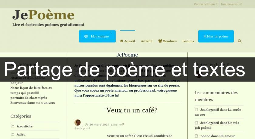 Partage de poème et textes Partage de poème et textes