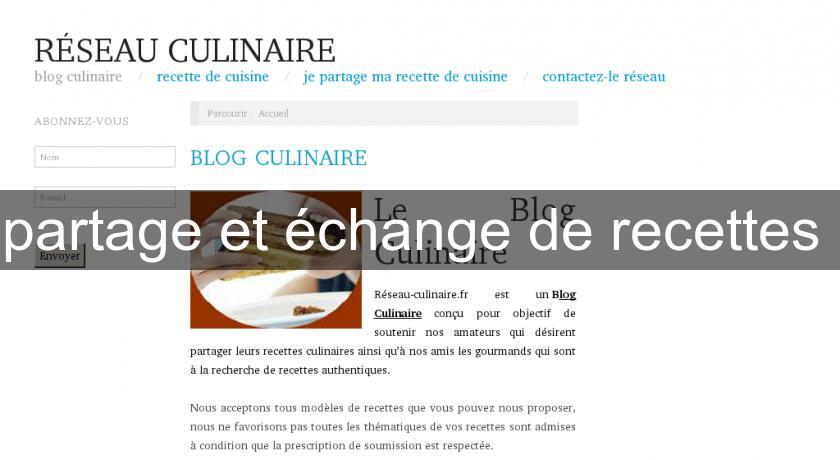 partage et échange de recettes partage et échange de recettes