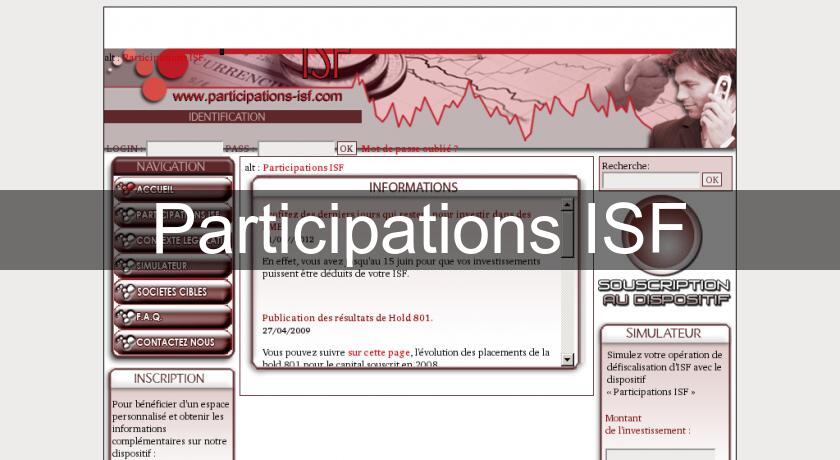 Participations ISF Participations ISF