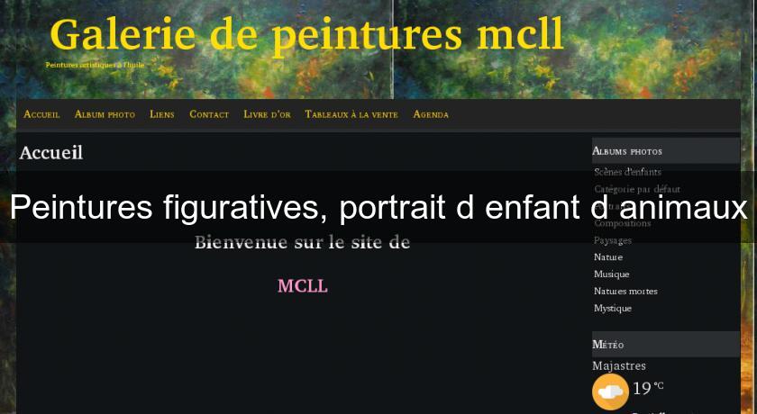 Peintures figuratives, portrait d'enfant d'animaux