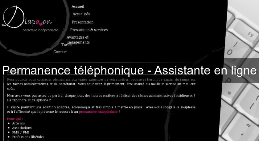 Permanence téléphonique - Assistante en ligne Permanence téléphonique - Assistante en ligne