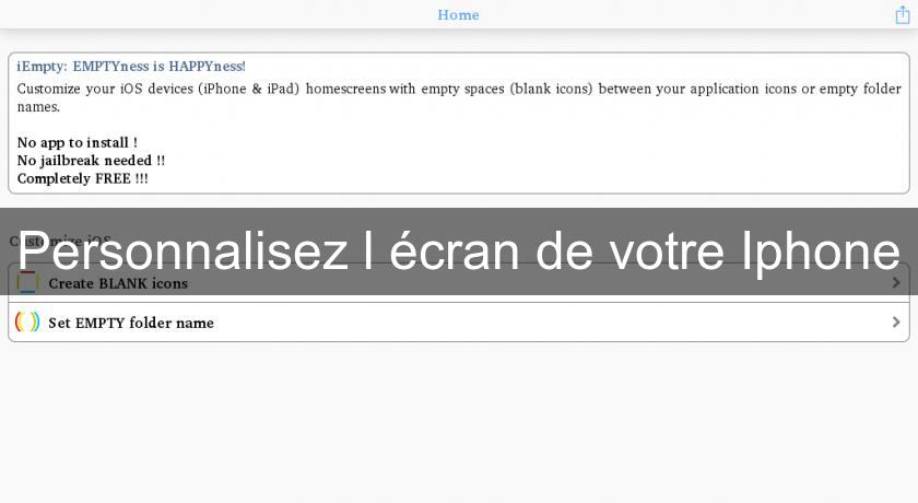 Personnalisez l'écran de votre Iphone Personnalisez l'écran de votre Iphone