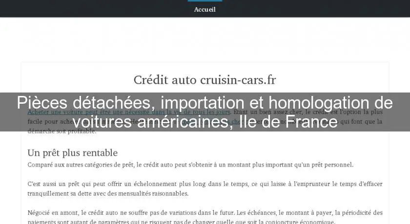 Pièces détachées, importation et homologation de voitures américaines, Ile de France