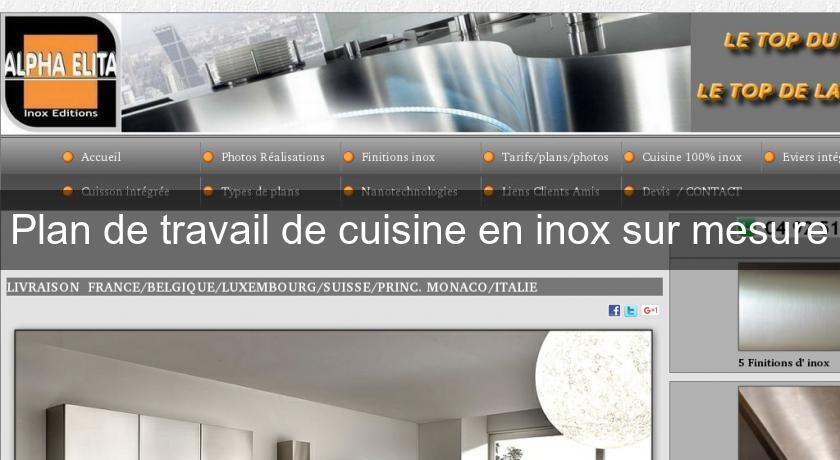 Plan de travail de cuisine en inox sur mesure