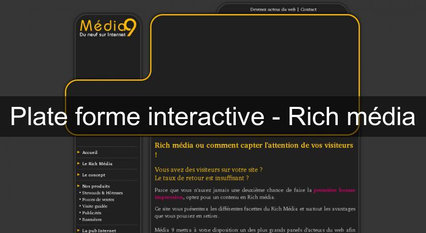 Plate forme interactive - Rich média Plate forme interactive - Rich média