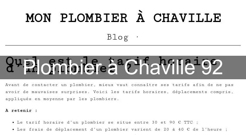 Plombier à Chaville 92
