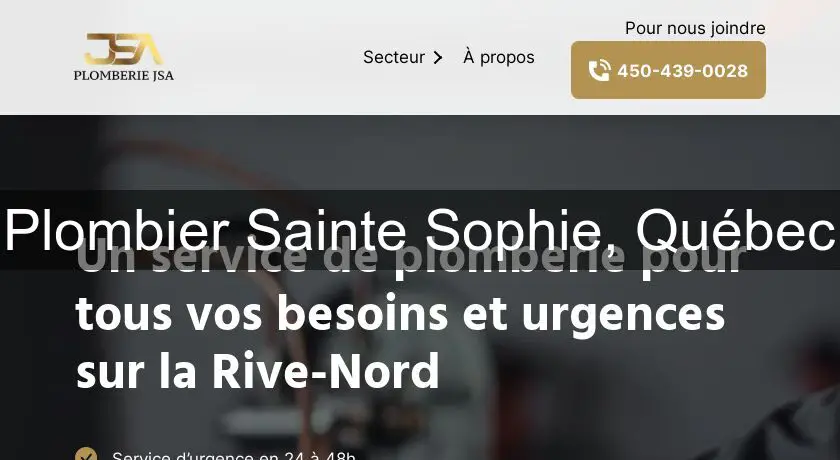 Plombier Sainte Sophie, Québec