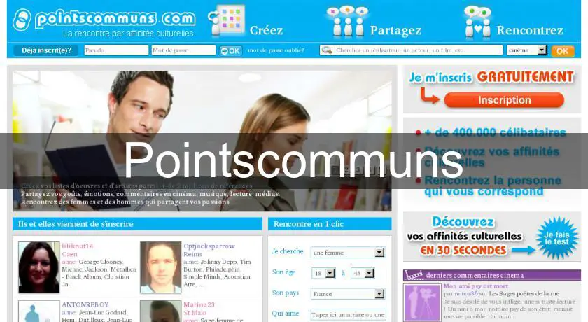 PointsCommuns : Site de Rencontres par Affinités Culturelles