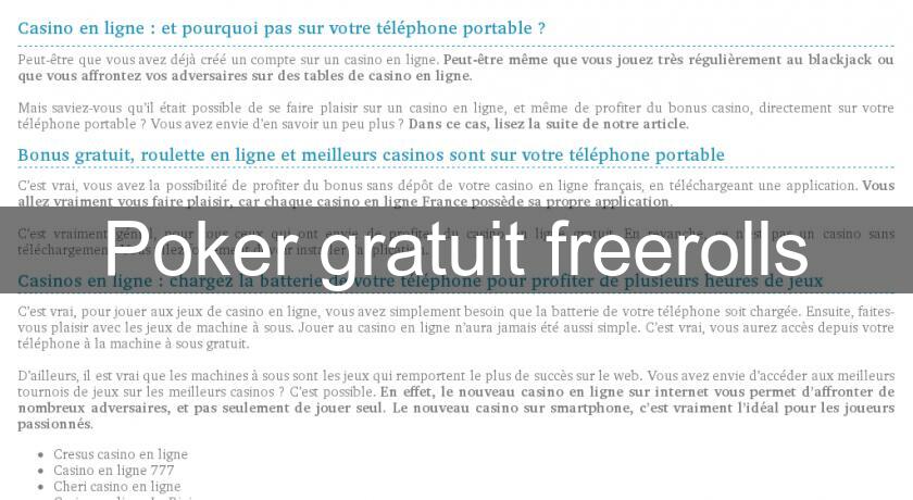 Poker gratuit freerolls Poker gratuit freerolls