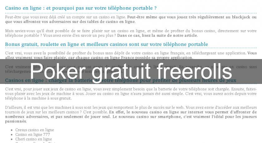 Poker gratuit freerolls