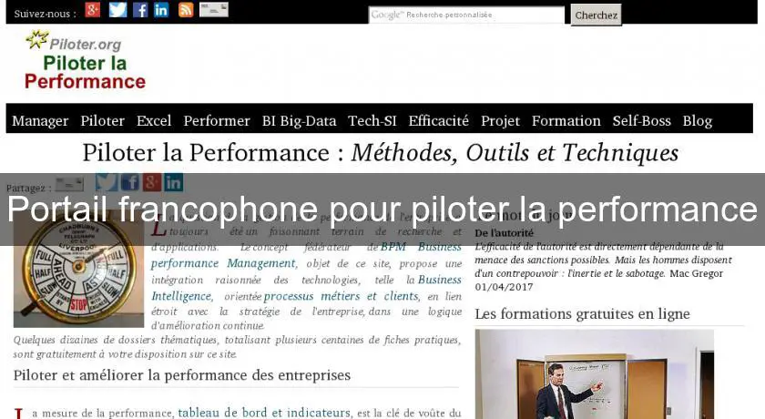 Portail francophone pour piloter la performance