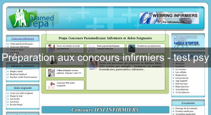 Préparation aux concours infirmiers - test psy Préparation aux concours infirmiers - test psy