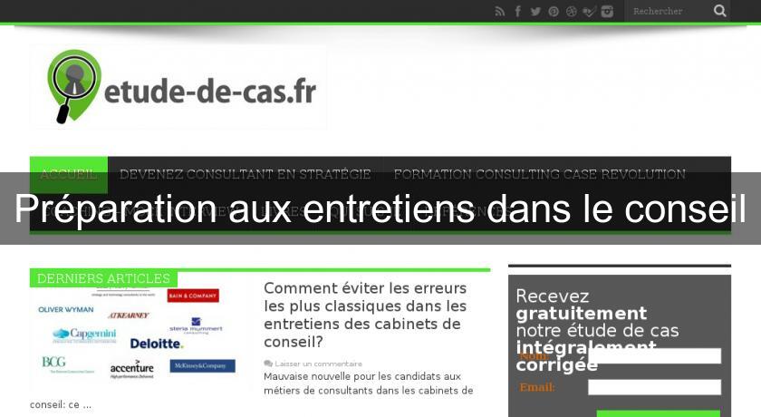 Préparation aux entretiens dans le conseil Préparation aux entretiens dans le conseil
