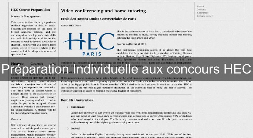 Préparation Individuelle aux concours HEC Préparation Individuelle aux concours HEC