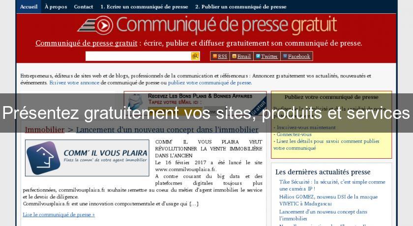 Présentez gratuitement vos sites, produits et services