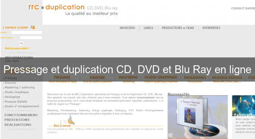 Pressage et duplication CD, DVD et Blu Ray en ligne