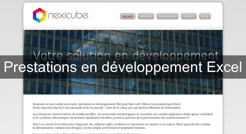 Prestations en développement Excel Prestations en développement Excel