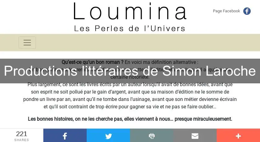 Productions littéraires de Simon Laroche