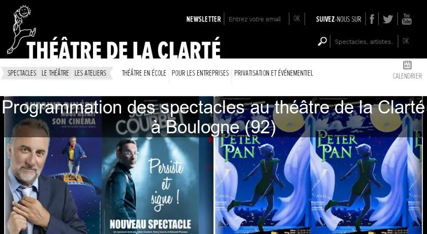 Programmation des spectacles au théâtre de la Clarté à Boulogne (92)