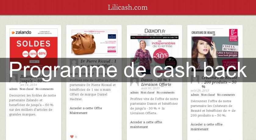 Programme de cash back Programme de cash back