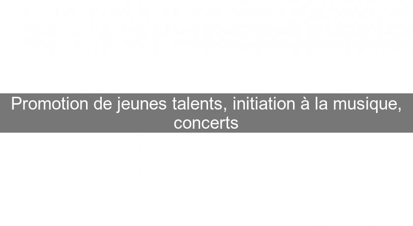 Promotion de jeunes talents, initiation à la musique, concerts Promotion de jeunes talents, initiation à la musique, concerts